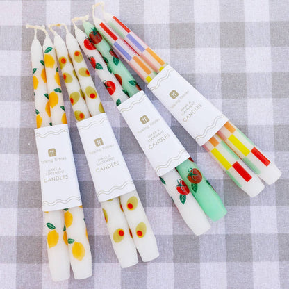 Talking Tables USA - Multi Colored Check Taper Dinner Candles | 2 Pack | Summer | - PMA Store at the Portland Museum of Art, Maine