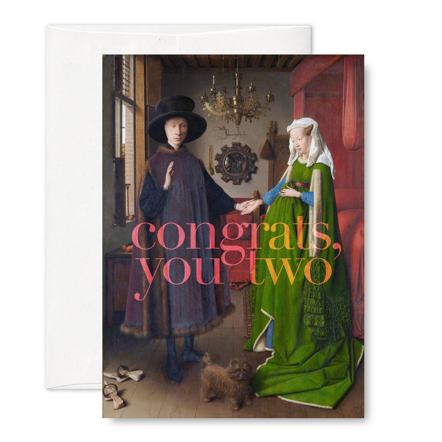 "Congrats, you two" (van Eyck) A6 wedding card: Recycled white envelopes - PMA Store at the Portland Museum of Art, Maine