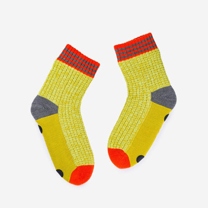 Varsity Knit House Socks: Golden Olive / S/M - W 6-9<br>M 5-7.5