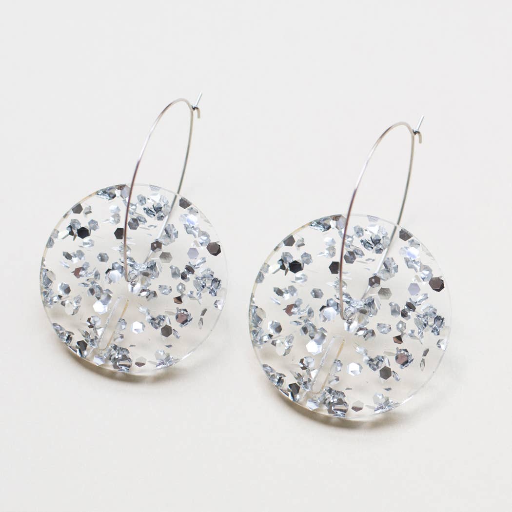 Pamela Coromoto - Circle Earrings -  Big: Clear Iridescent