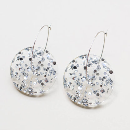 Pamela Coromoto - Circle Earrings -  Big: Clear Iridescent