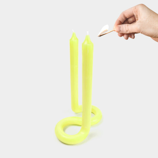 54 Celsius - Twist Candle Sticks by Lex Pott, 9.5" Tall, Yellow - PMA Store at the Portland Museum of Art, Maine