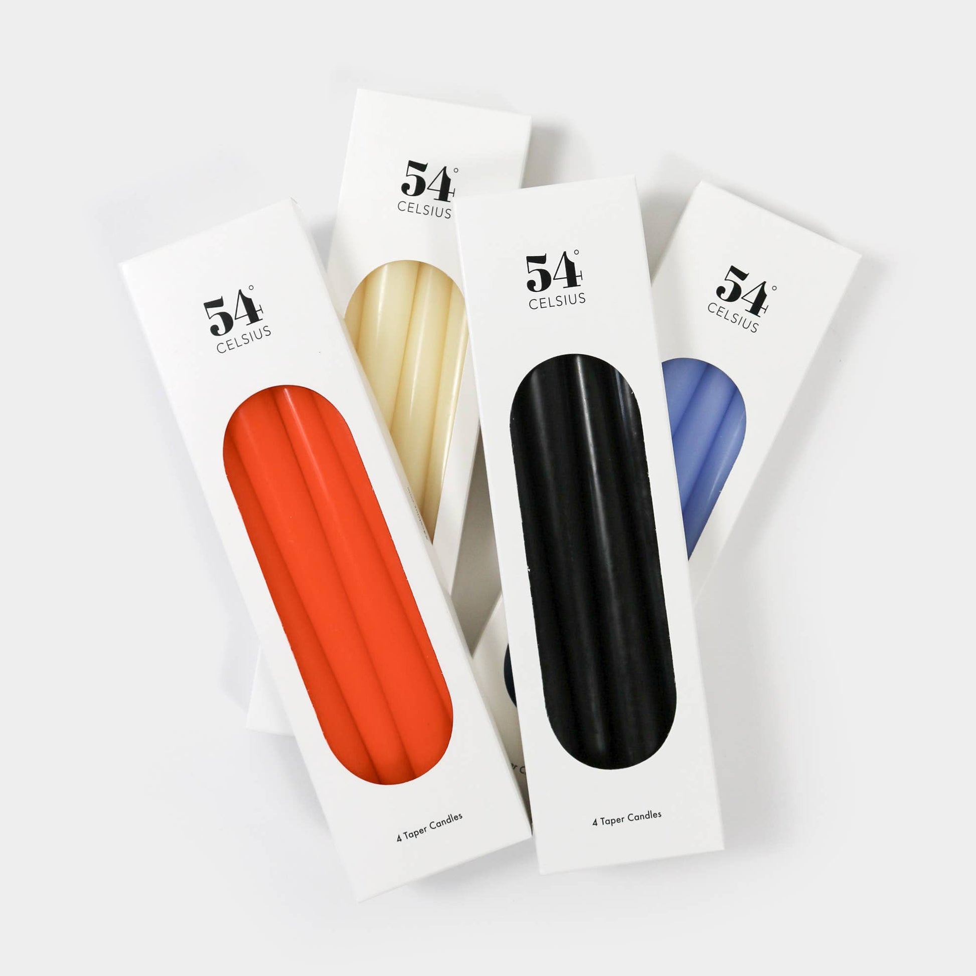 54 Celsius - Taper Candles (4 Pack) - 10" Tall, 8 Hr Burn, Black - PMA Store at the Portland Museum of Art, Maine