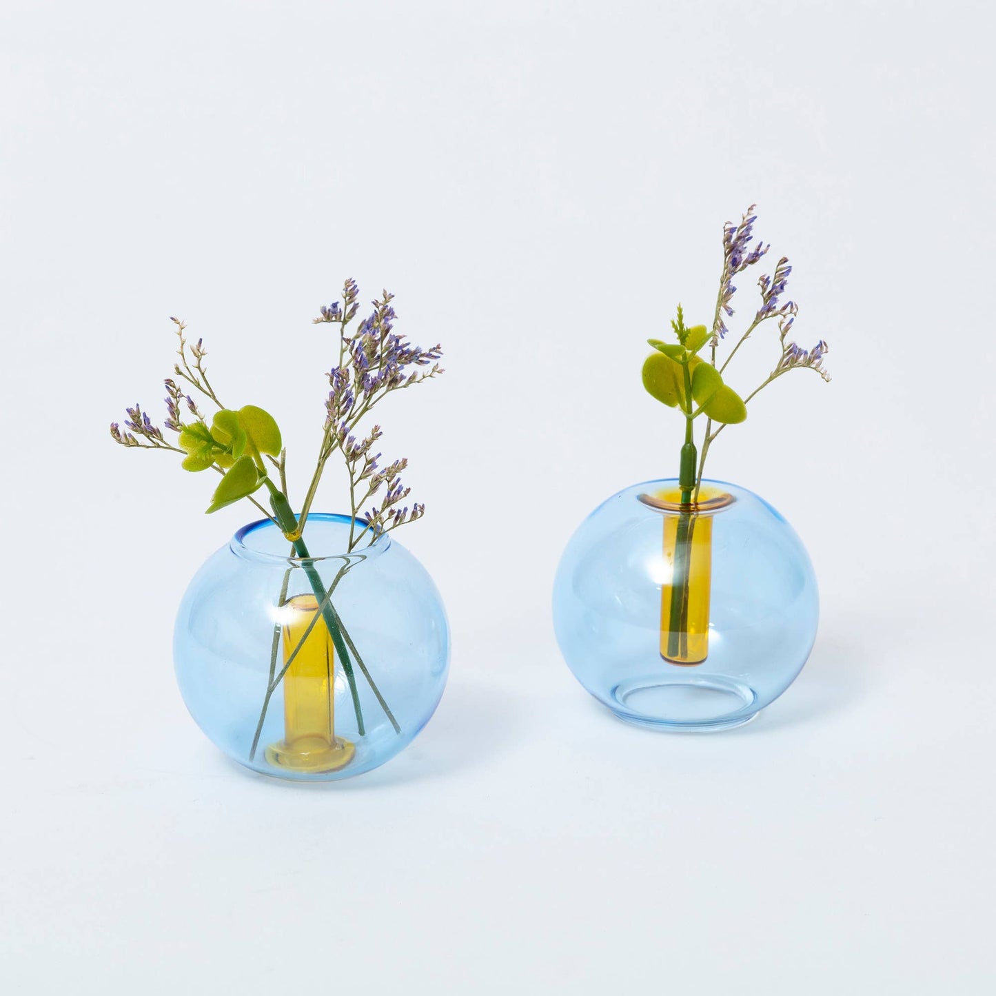 Block Design US - Mini Bubble Glass Vase: Blue and Yellow