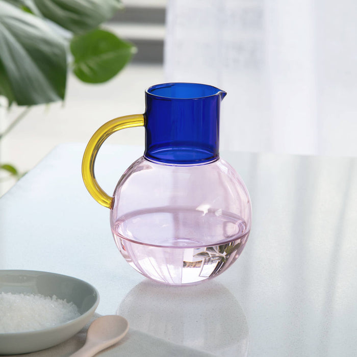 Block Design - Pablo Glass Jug - Small: Pink Cobalt Yellow - PMA Store at the Portland Museum of Art, Maine