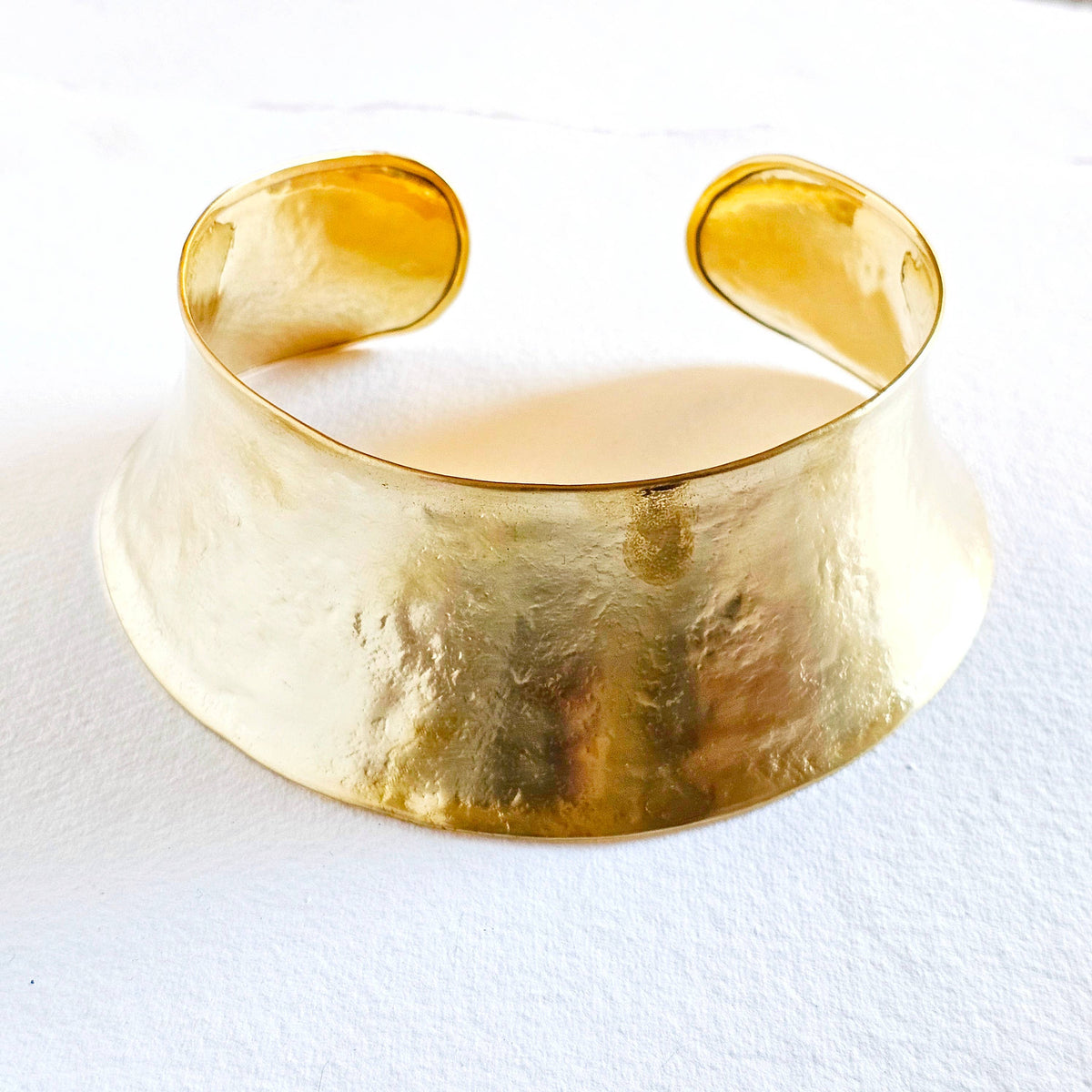 Bisjoux - Brass satin textured bold Curve Collar Necklace