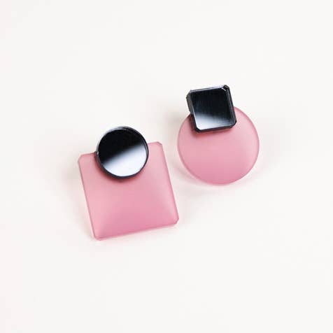 Pamela Coromoto - Glare Mini Earrings: Sky and Anthracite Mirror