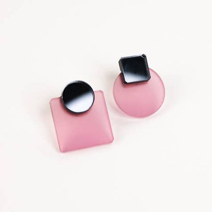 Pamela Coromoto - Glare Mini Earrings: Sky and Anthracite Mirror