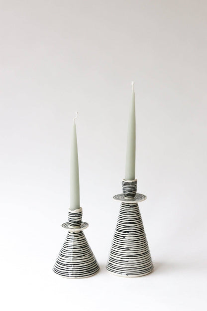 Elizabeth Benotti Ceramics - Everyday Pinched Candlestick Holder: Seafoam / Tall - PMA Store at the Portland Museum of Art, Maine