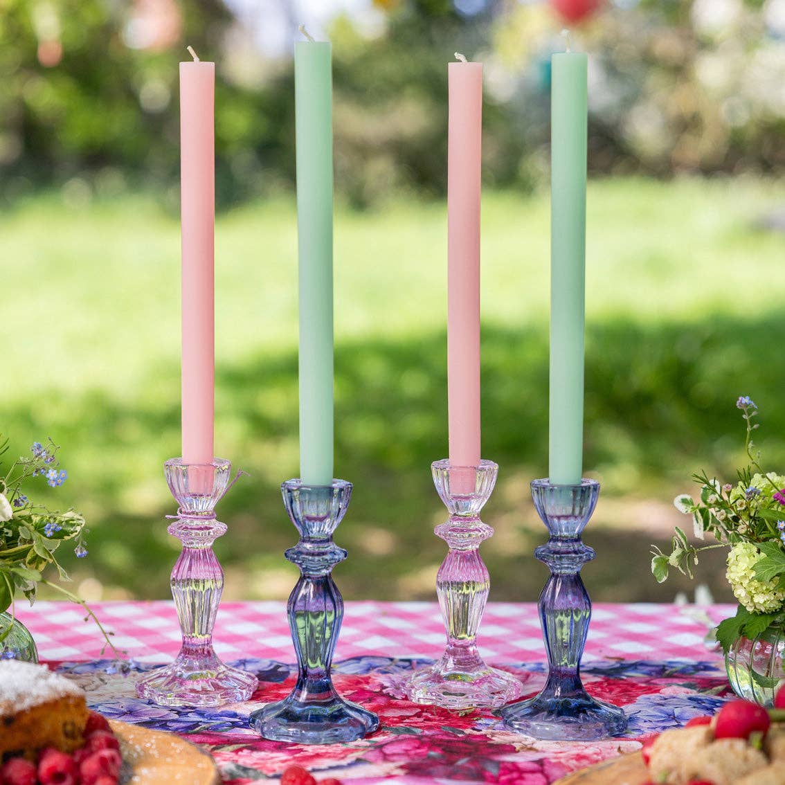 Talking Tables USA - Home, Birthday, Games & Seasonal Decor - Navy Glass Candle Holder | 4th of July Decor |