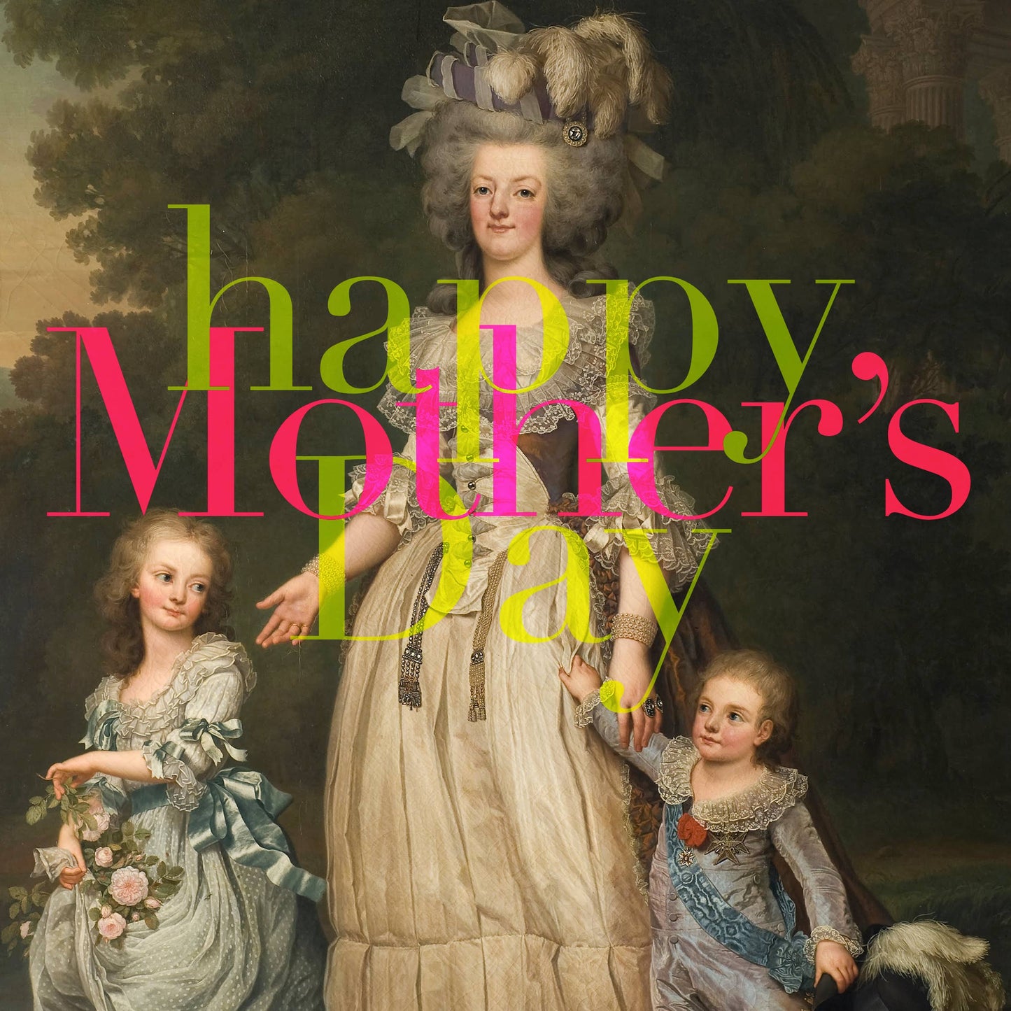 "Happy Mother's Day" (Marie Antoinette) A6 card : Recycled white envelopes - PMA Store at the Portland Museum of Art, Maine