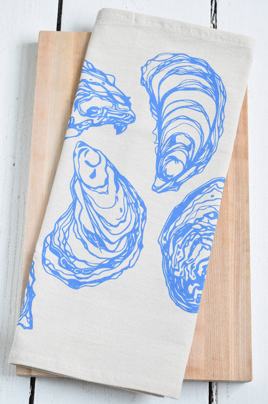 Hearth and Harrow - Oyster Tea Towel in Blue-violet - Organic Cotton - Sea Shell - PMA Store at the Portland Museum of Art, Maine