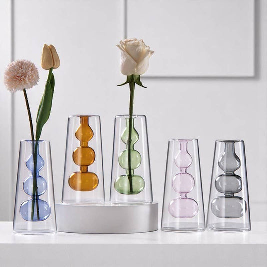 Modern Transparent Glass Vase | Hydroponic Flower Vase: Blue - PMA Store at the Portland Museum of Art, Maine