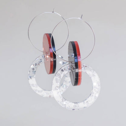Primario Earrings - Reversible: Gold Mirror and Beige, translucent Olive - PMA Store at the Portland Museum of Art, Maine