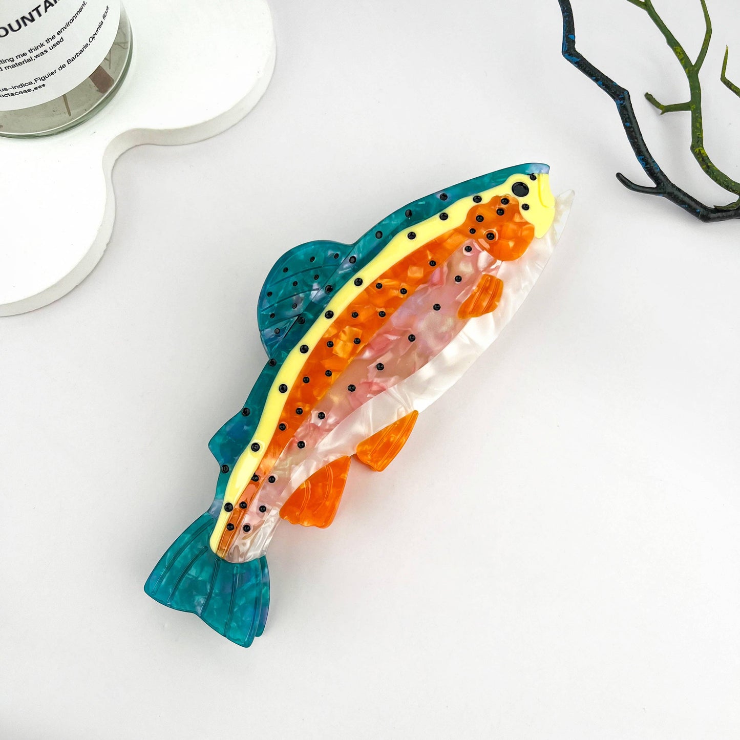 mildstyles - Exquisite Perch Fish Ocean Animal Acetate Hair Claw Clip 🐟: Orange