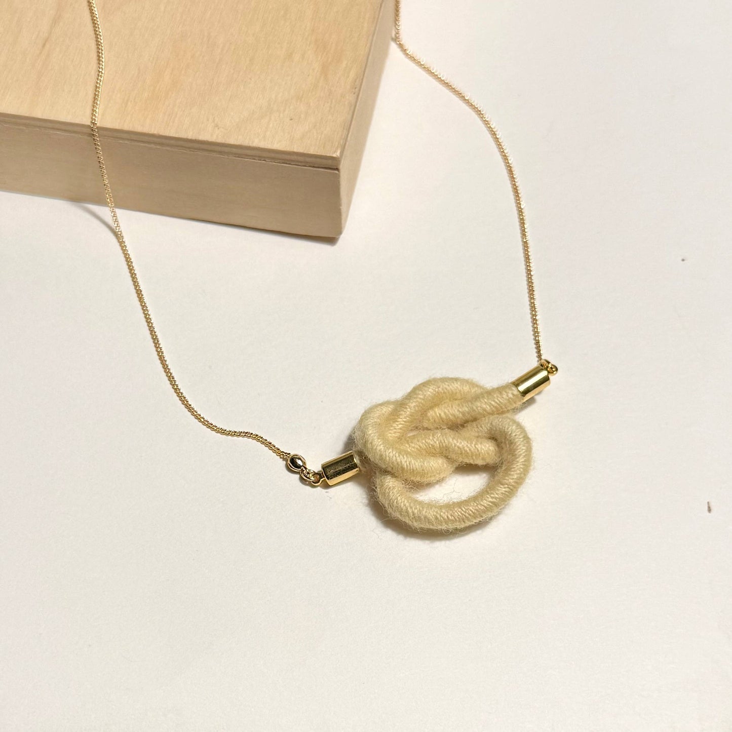 SASHA - Square Fiber + Chain Necklace: Clay Lyocell / 22"