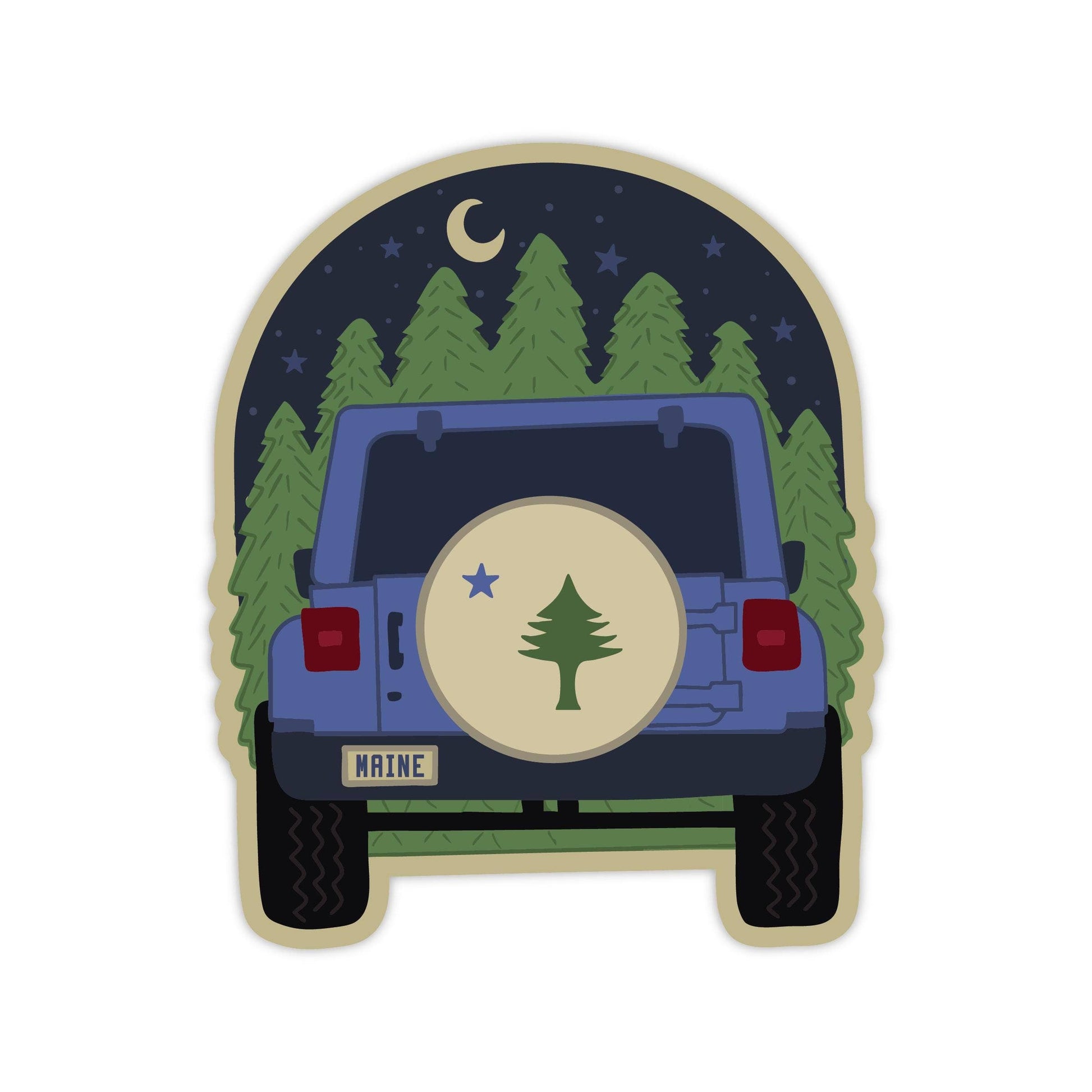 Stuck on Maine - Maine Flag Jeep Sticker: Waterproof Vinyl, Original Design - PMA Store at the Portland Museum of Art, Maine