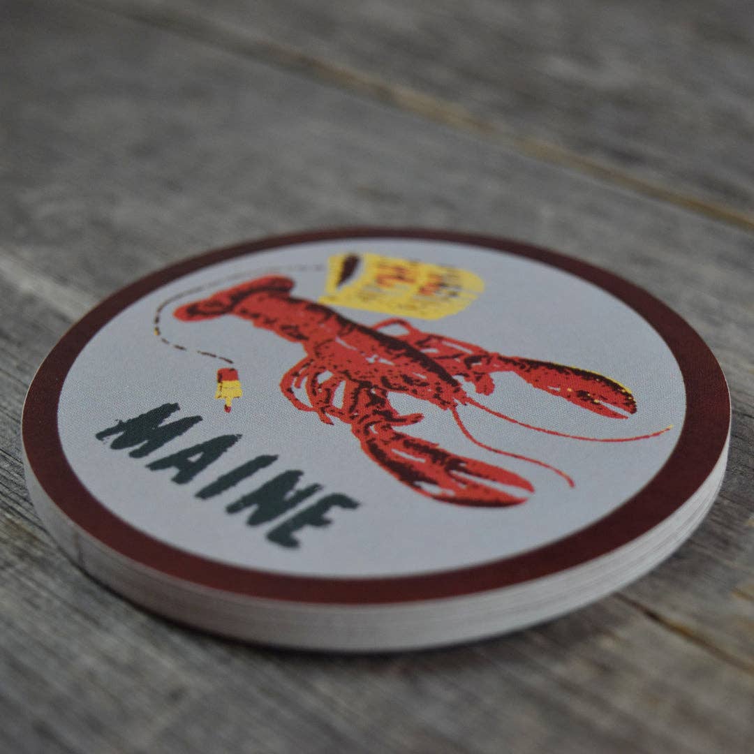 Quiet Tide Goods - Maine Lobster 3x3in Vinyl Sticker - PMA Store at the Portland Museum of Art, Maine