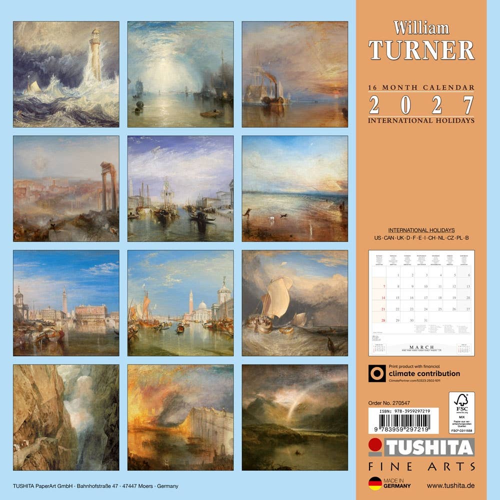 VisionWorks LLC - William Turner 2027 Wall Calendar. Now in Stock.