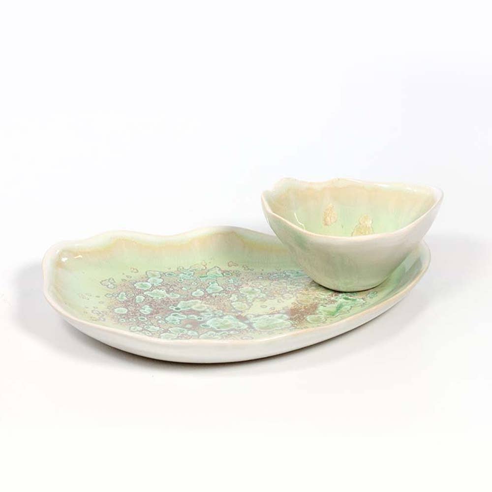 Alison Evans Ceramics - Oyster Sauce Bowl: Mint& Charcoal - PMA Store at the Portland Museum of Art, Maine