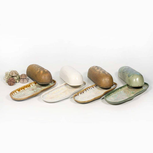 Alison Evans Ceramics - Razor Butter Dish: Pearl - PMA Store at the Portland Museum of Art, Maine