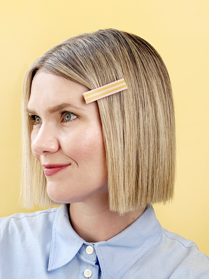 Combinist Goods - Striped Hair Clip | Large: Green | Pastel Pink | Navy
