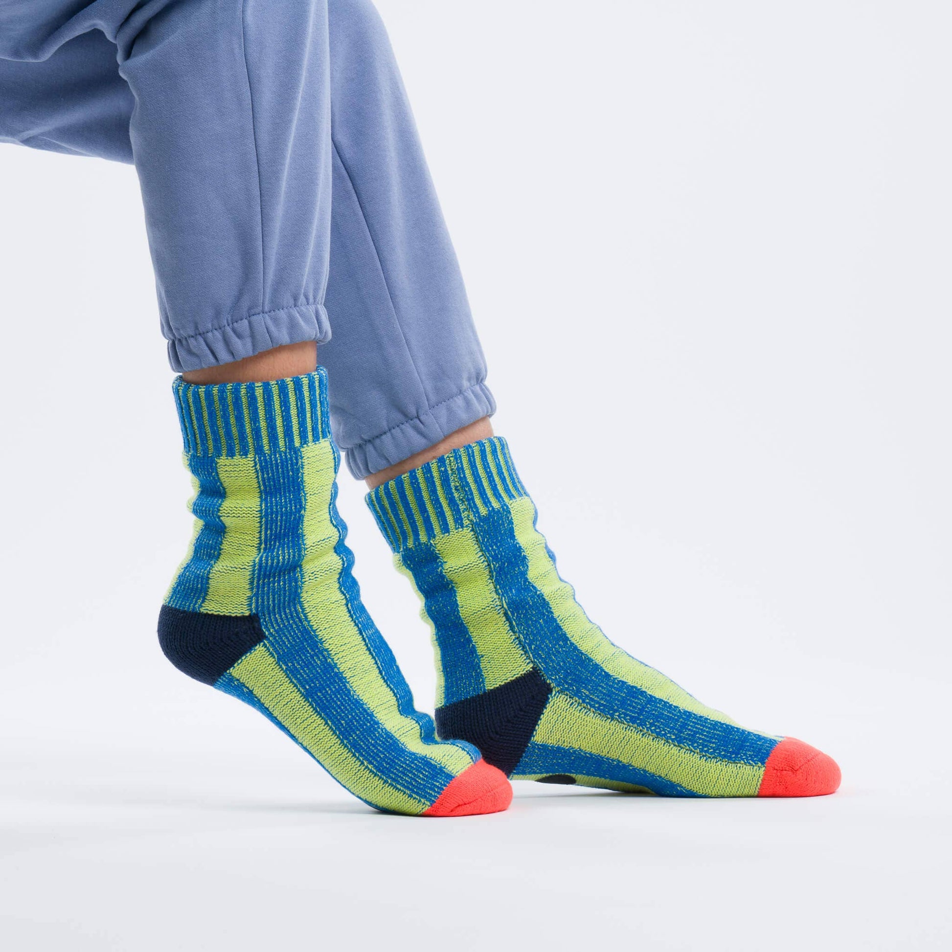 VERLOOP | knits - Big Stripe House Socks: Poppy Lilac / L/XL - W 9.5-12.5<br>M 8-11 - PMA Store at the Portland Museum of Art, Maine