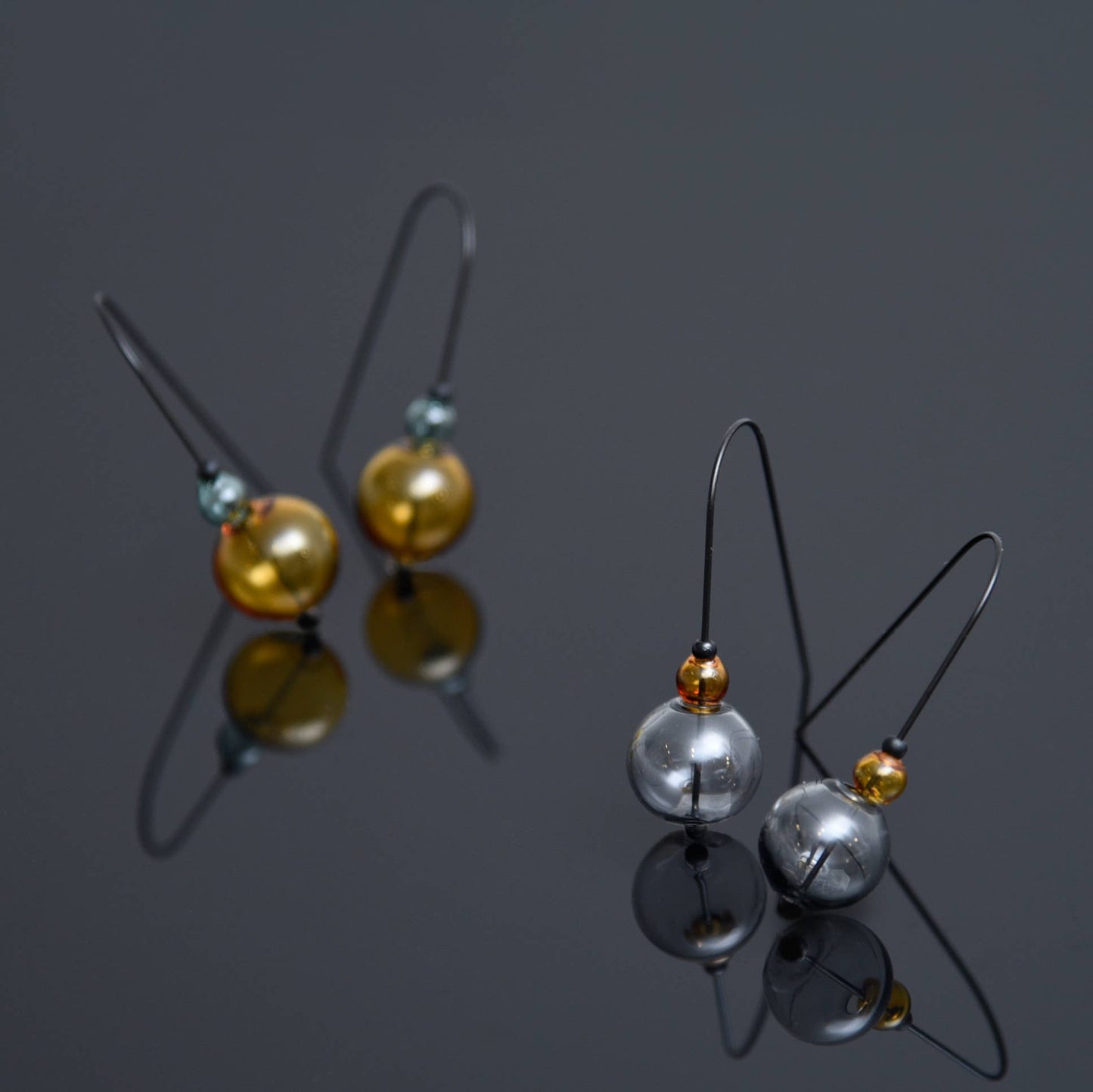 Pursuits - Mini Scoop Earrings: G.Grey w. Amber