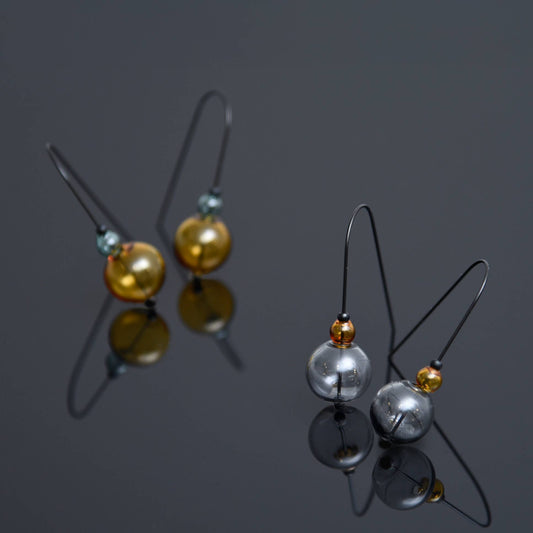 Pursuits - Mini Scoop Earrings: G.Amber w. Aqua