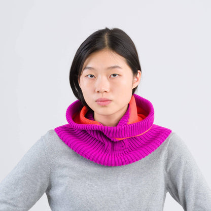 VERLOOP | knits - Colorblock Knit Hood: Cobalt Sand - PMA Store at the Portland Museum of Art, Maine
