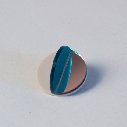 Pamela Coromoto - Dexel Brooch - Vibrant Palette: Green Mirror, Bordeaux and Magenta