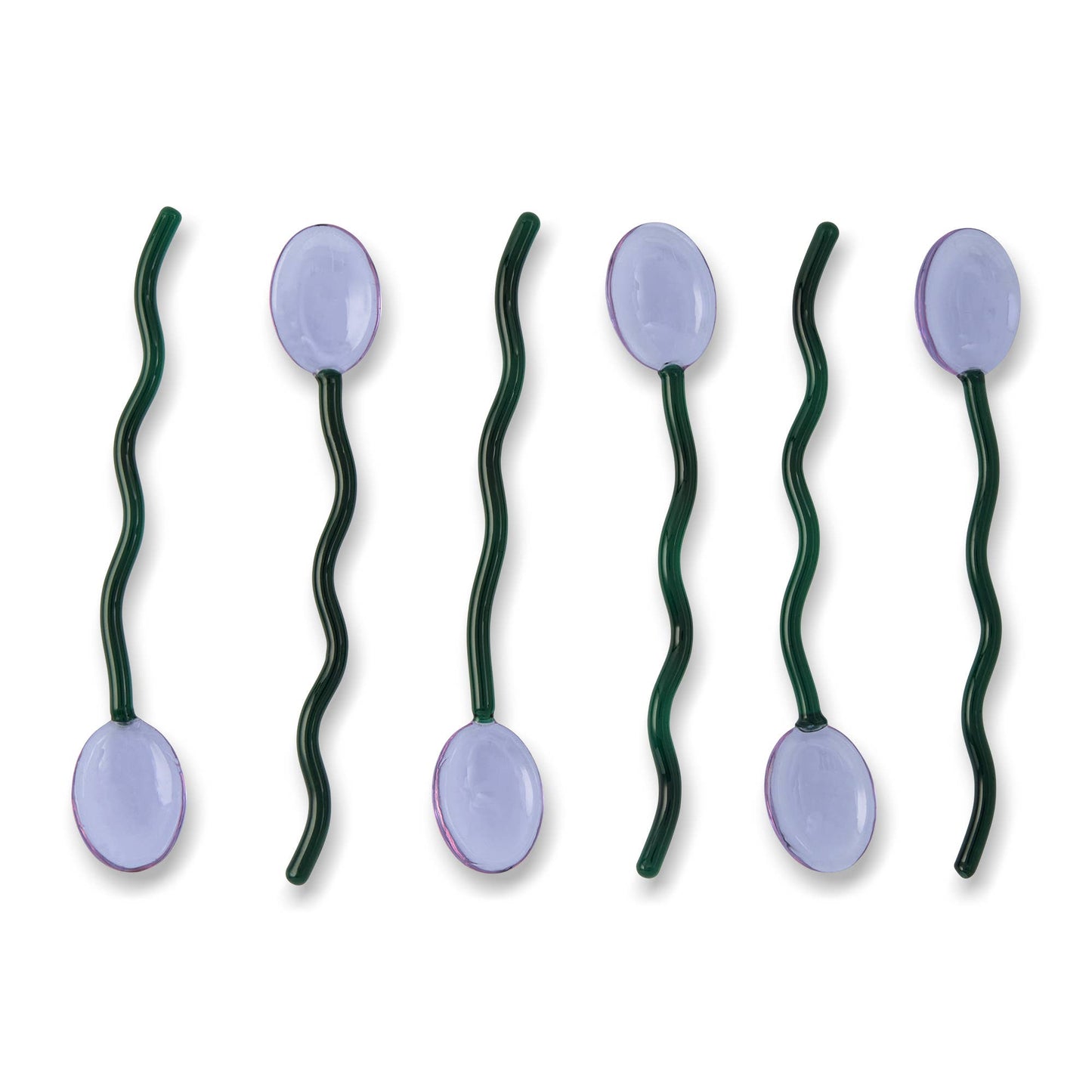 6pk Squiggle Handle Glass Spoons - Purple/Green - PMA Store at the Portland Museum of Art, Maine