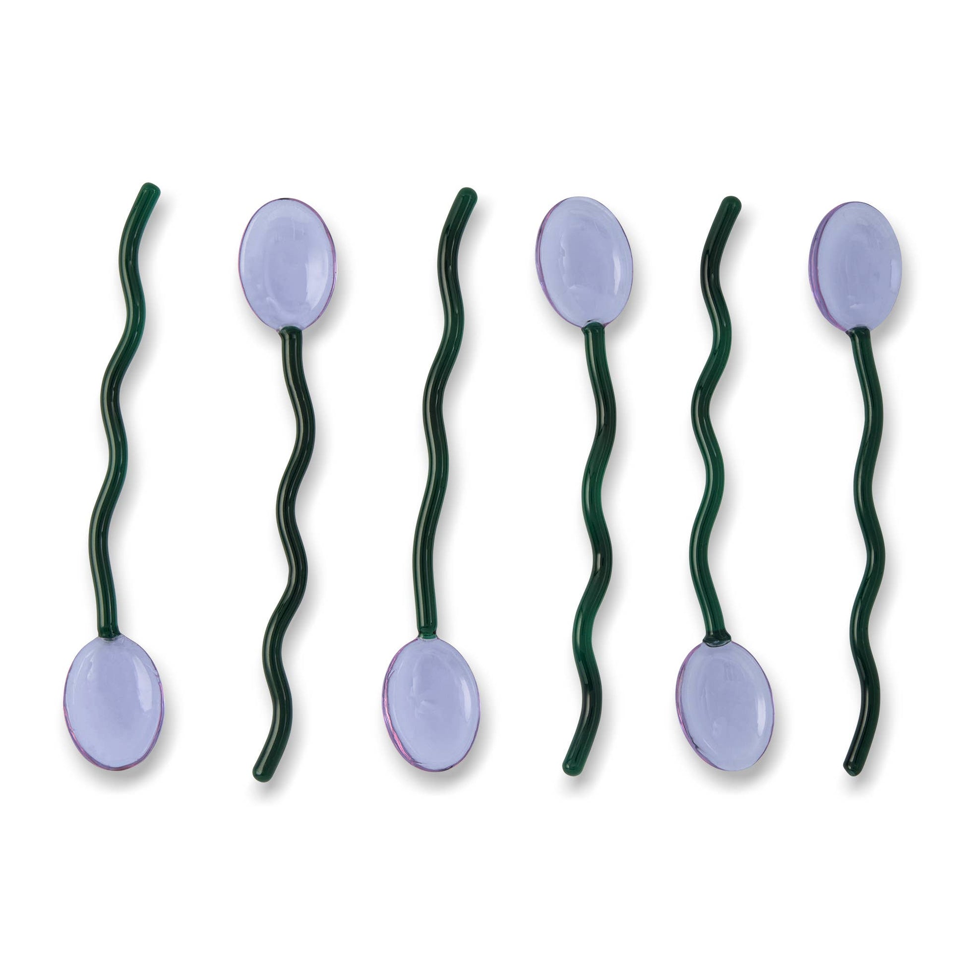 6pk Squiggle Handle Glass Spoons - Purple/Green - PMA Store at the Portland Museum of Art, Maine