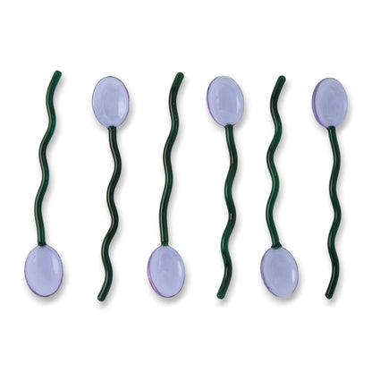6pk Squiggle Handle Glass Spoons - Purple/Green - PMA Store at the Portland Museum of Art, Maine