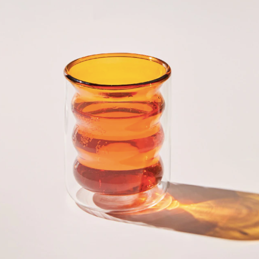 Colored Double Layer Glass Cup: Amber - PMA Store at the Portland Museum of Art, Maine