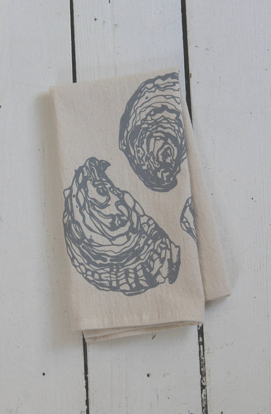 Hearth and Harrow - Set of 4 Organic Cotton Oyster Napkins - Oysters - Nautical: Grey - PMA Store at the Portland Museum of Art, Maine