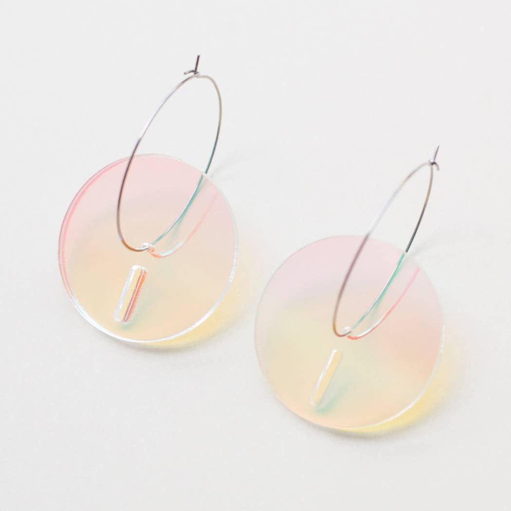 Pamela Coromoto - Circle Earrings -  Big: Clear Iridescent