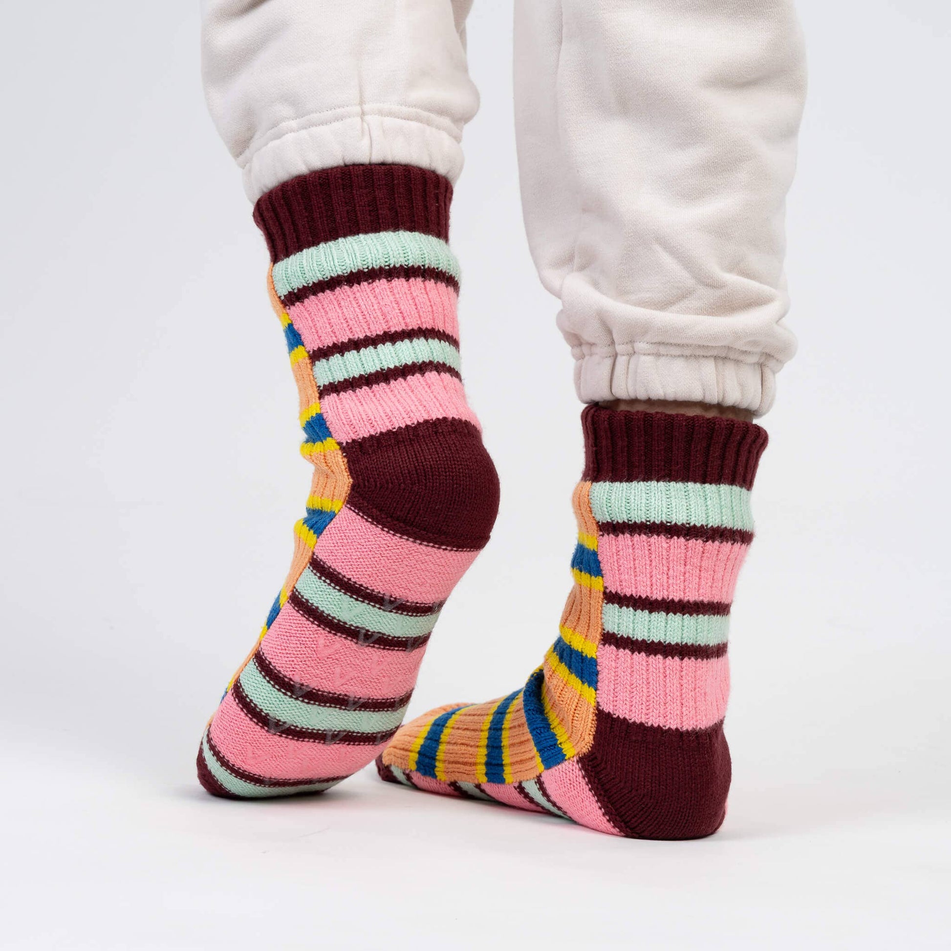 VERLOOP | knits - Zipper Stripe House Socks: Poppy Stone Blue / L/XL - W 9.5-12.5<br>M 8-11 - PMA Store at the Portland Museum of Art, Maine