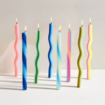Wiggle Candles - Triple Green (2 Pack) - 11" Vibrant Tapers - PMA Store at the Portland Museum of Art, Maine