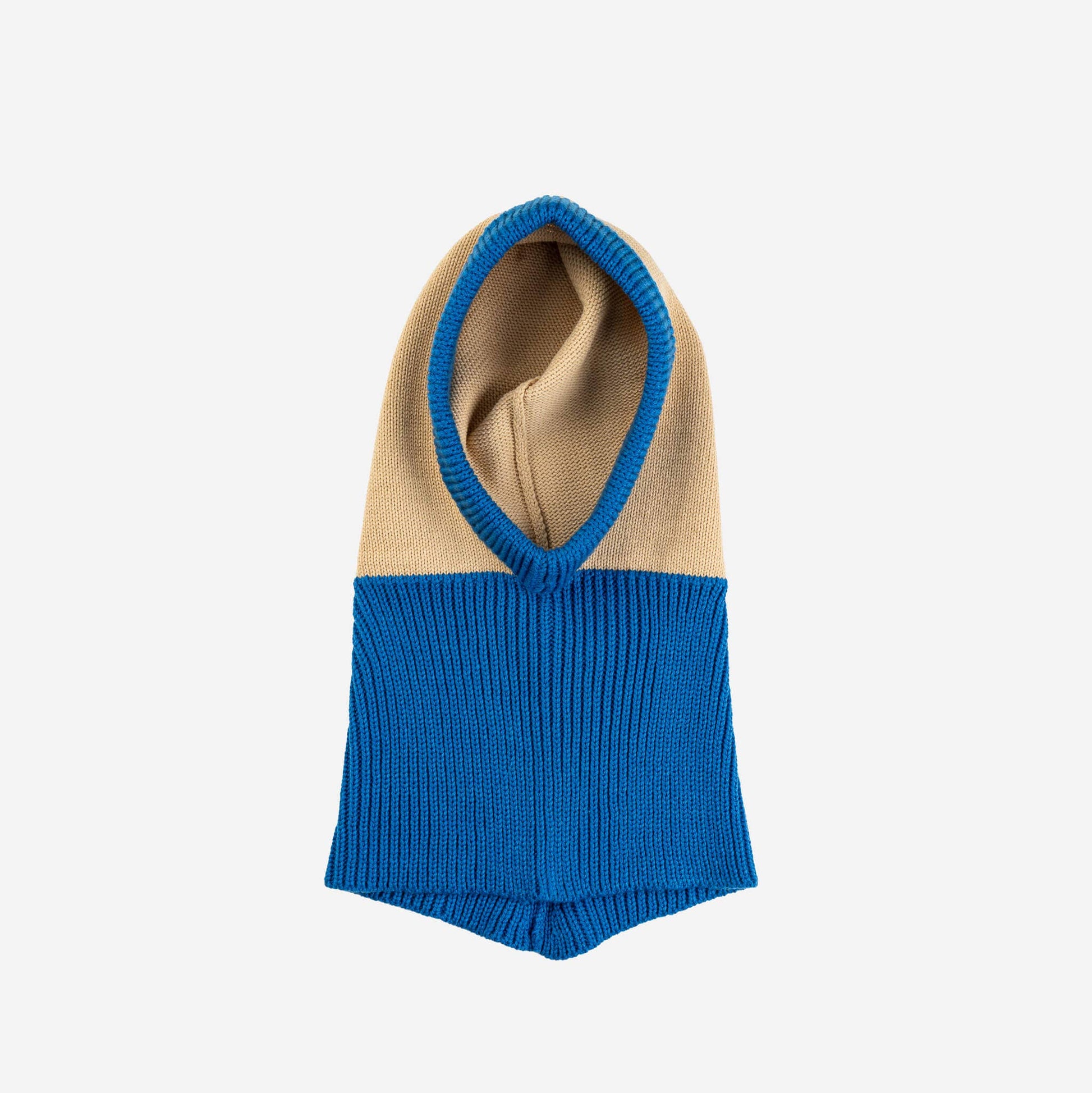 VERLOOP | knits - Colorblock Knit Hood: Cobalt Sand - PMA Store at the Portland Museum of Art, Maine