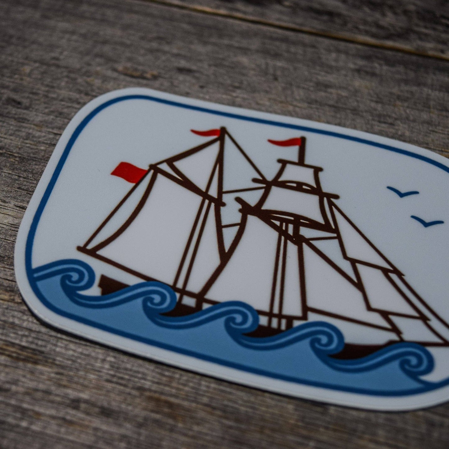 Quiet Tide Goods - Ship in a Bottle Vinyl Sticker - PMA Store at the Portland Museum of Art, Maine