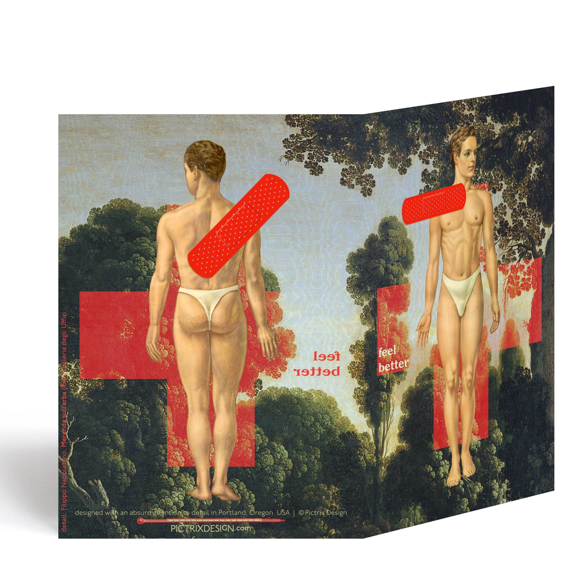 Pictrix Design - "Feel better (man)" A6 get well card 👉with STICKERS👈: Recycled white envelopes - PMA Store at the Portland Museum of Art, Maine