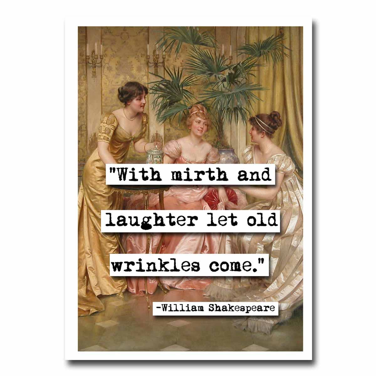 ChicalooKate - William Shakespeare With Mirth Quote Blank Greeting Card