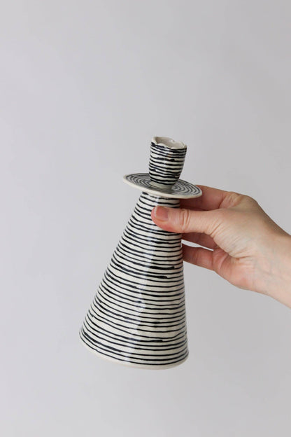 Elizabeth Benotti Ceramics - Everyday Pinched Candlestick Holder: Daybreak / Tall - PMA Store at the Portland Museum of Art, Maine