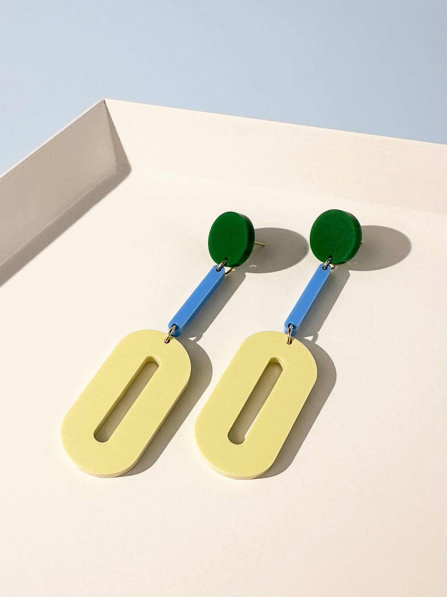 Combinist Goods - Oval Drop Earrings: Blue | Mango | Pink