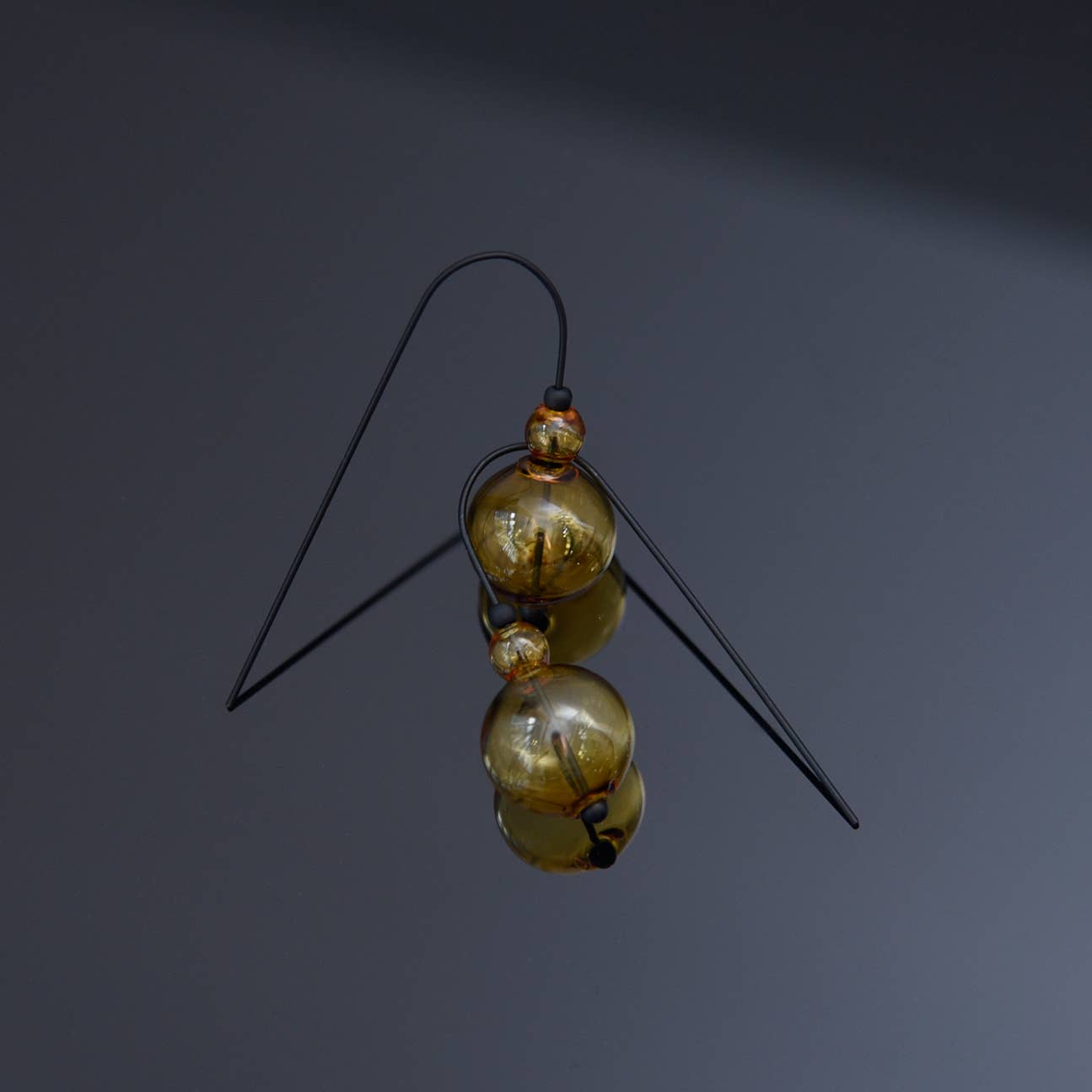 Pursuits - Mini Scoop Earrings: G.Grey w. Amber