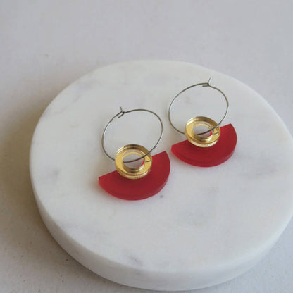NEW Blok Earrings - Color: Turquoise and Gold Rose Mirror - PMA Store at the Portland Museum of Art, Maine
