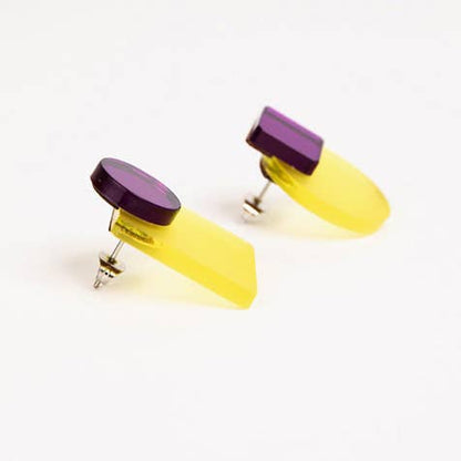 Pamela Coromoto - Glare Mini Earrings: Jade and Purple Mirror