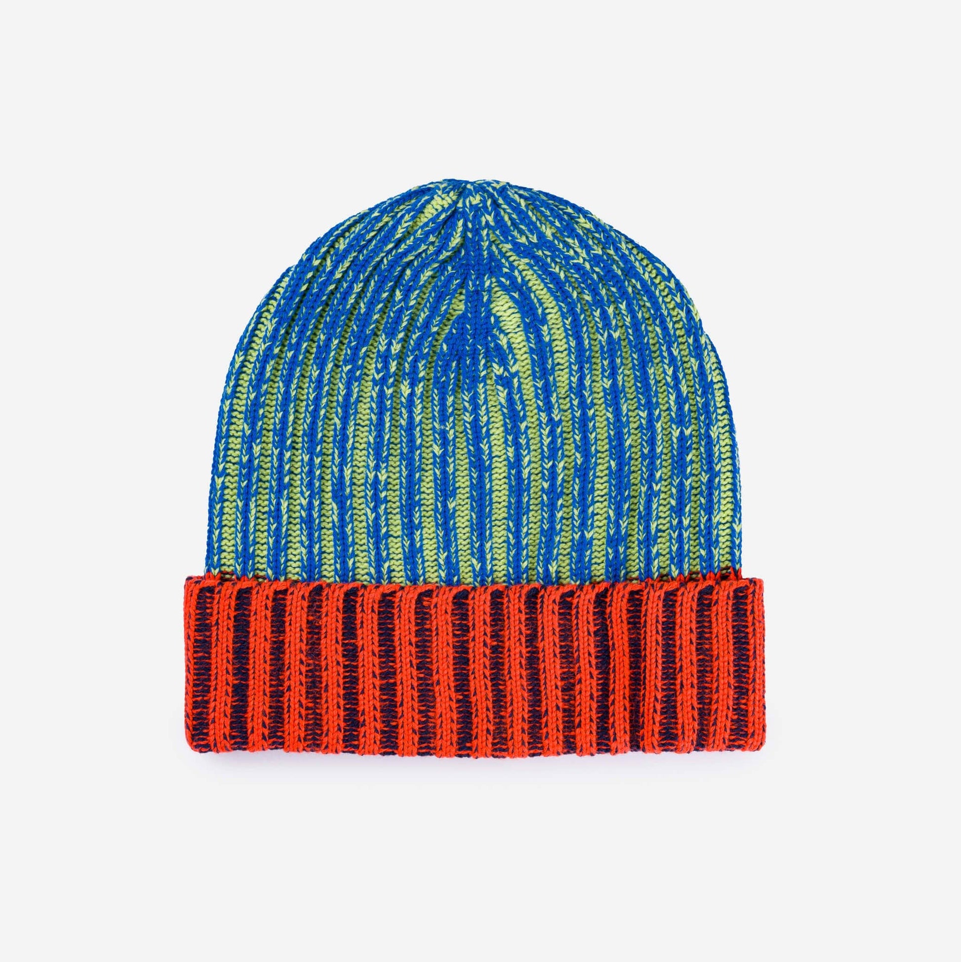 Big Stripe Beanie: Lime Cobalt - PMA Store at the Portland Museum of Art, Maine