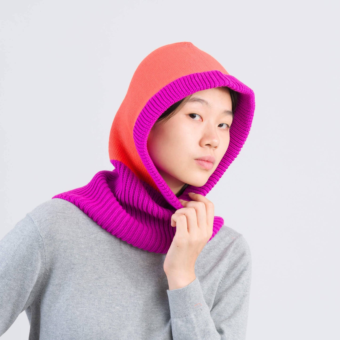 VERLOOP | knits - Colorblock Knit Hood: Cobalt Sand - PMA Store at the Portland Museum of Art, Maine